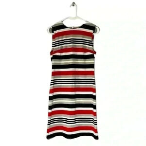 Calvin‎ Klein Sleeveless Dress Bodycon Office Work Wear Size 6 Black Red White